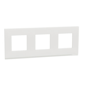 Рамка 3-постовая, горизонтальная, Матовое стекло/белый, Schneider Unica NEW Pure NU600689 №1