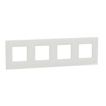 Рамка 4-постова, горизонтальна, Біле скло/білий, Schneider Unica NEW Pure NU600885