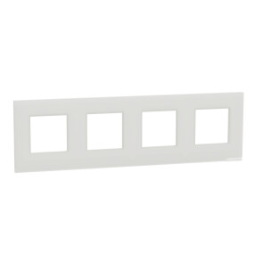 Рамка 4-постова, горизонтальна, Біле скло/білий, Schneider Unica NEW Pure NU600885 №1