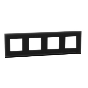 Рамка 4-постовая, горизонтальная, Черное стекло/антрацит, Schneider Unica NEW Pure NU600886 №1