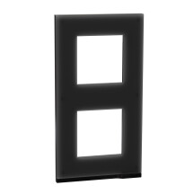 Рамка 2-постовая, вертикальная, Черное стекло/антрацит, Schneider Unica NEW Pure NU6004V86