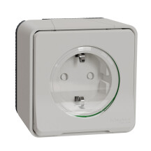 Розетка силовая 2К+З, 16А, со шторками Mureva Styl, IP55, Белый, Schneider Electric MUR39034