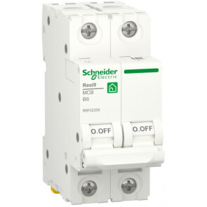 Автоматический выключатель 6kA 2P 6A В, Resi9 Schneider Electric R9F02206 №1