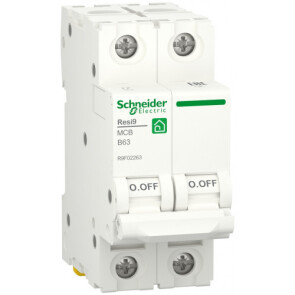 Автоматичний вимикач 6kA 2P 63A В, Resi9 Schneider Electric R9F02263 №1