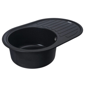 Гранітна мийка для кухні PLATINUM 7750 LIRA матова Чорний металік №3