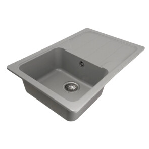 Гранітна мийка для кухні PLATINUM 7850 VERONA матова Сірий металік №6