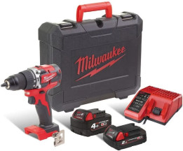 Дрель-шуруповерт с ударом аккумуляторный MILWAUKEE, M18 CBLPD-422C, 60НМ (+ зар.устр., 1ак.Х4Аг, 1ак.Х2Аг, кейс)