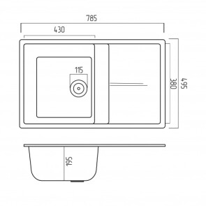 Гранітна мийка для кухні PLATINUM 7950 SELENA матова Чорний металік №2