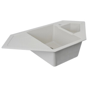 Гранітна мийка для кухні PLATINUM 9950 PANDORA матова Біла №4