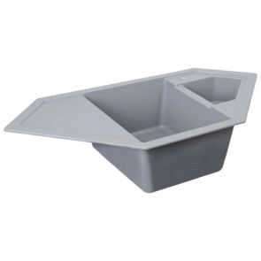 Гранітна мийка для кухні PLATINUM 9950 PANDORA матова Сірий металік №4