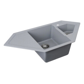 Гранітна мийка для кухні PLATINUM 9950 PANDORA матова Сірий металік №5