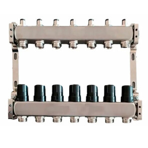 Колектор теплої підлоги на 7 контурів, без витратомірів, нерж.сталь Tervix Pro Line №1