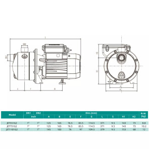 Відцентровий насос SHIMGE JET551G2 (0.55 кВт, Нmax 38 м, Qmax 67 л/хв) №4