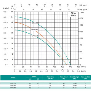 Центробежный насос SHIMGE CPm190 (1.5 кВт, Нmax 48 м, Qmax 130 л/мин) №2