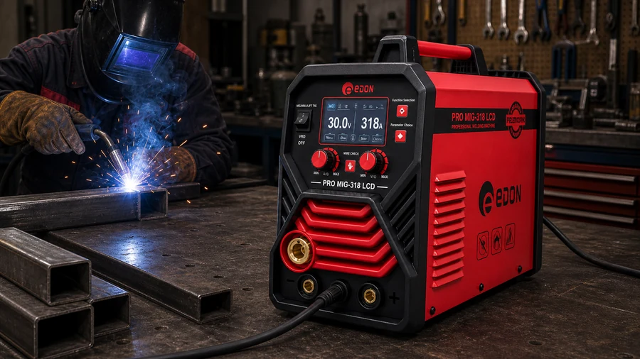 Edon PRO MIG 318 LCD в режиме MIG MAG с газом для профильной трубы