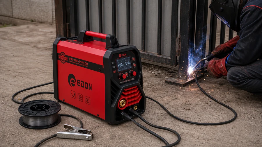 Edon PRO MIG 318 LCD для сварки без газа флюсовой проволокой